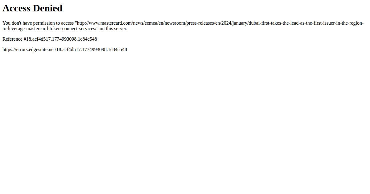 Dubai First Becomes First Middle East Issuer to Deploy Mastercard Token Connect