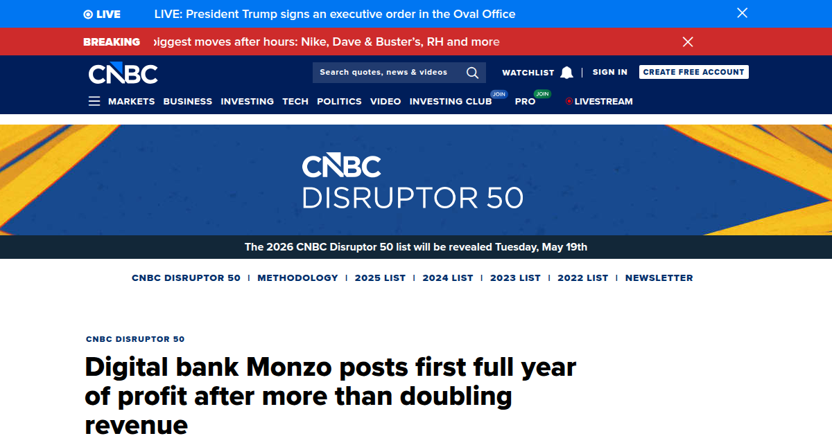 Digital Bank Monzo Posts First Full Year of Profit