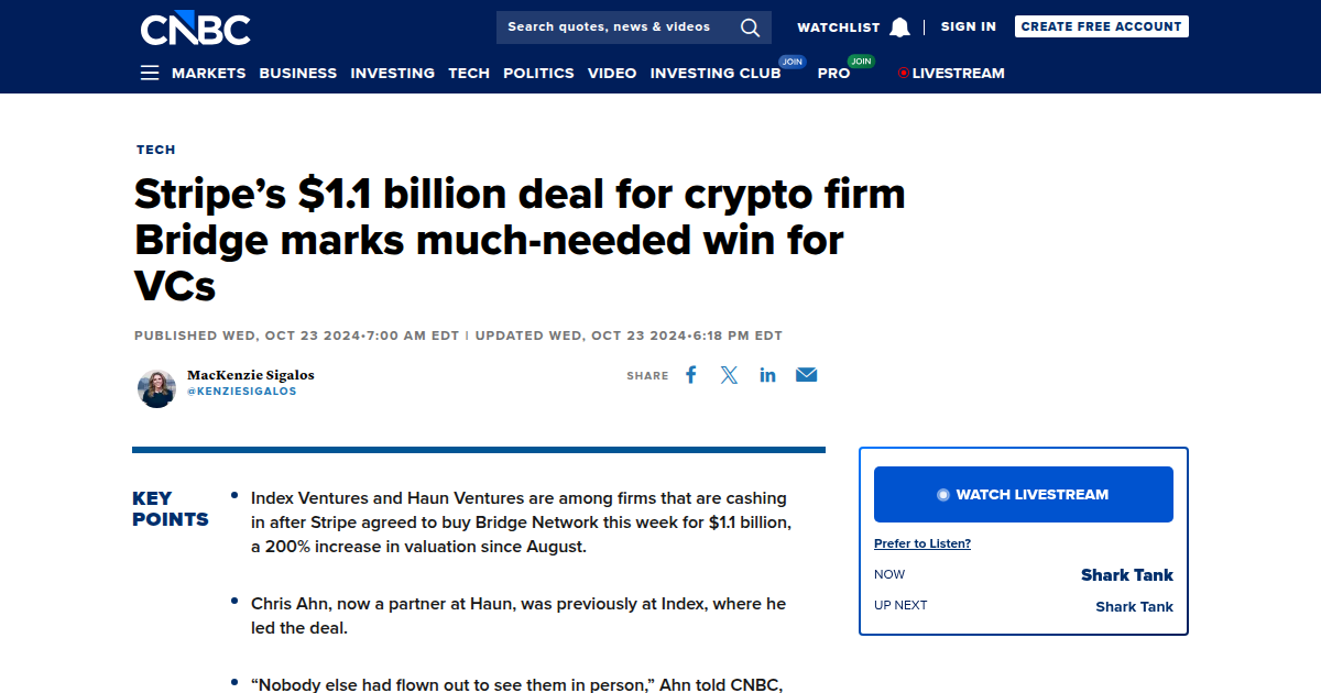 Stripe Announces $1.1 Billion Acquisition of Stablecoin Infrastructure Provider Bridge