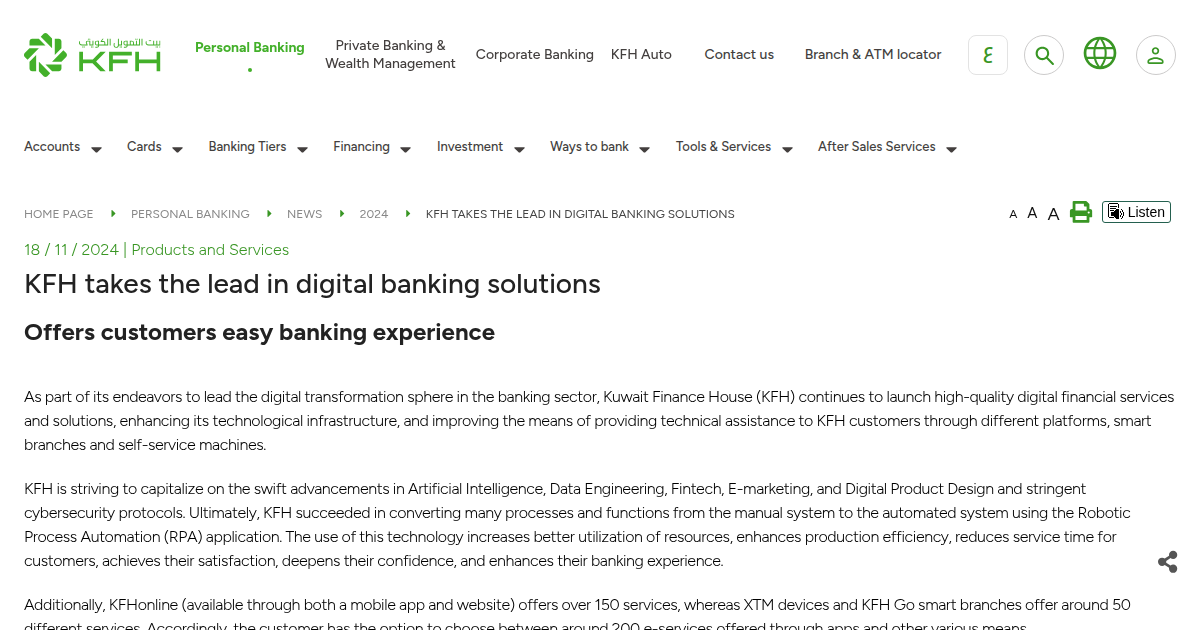 KFH Takes the Lead in Digital Banking Solutions