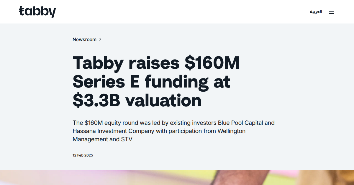 Tabby raises $160M Series E funding at $3.3B valuation