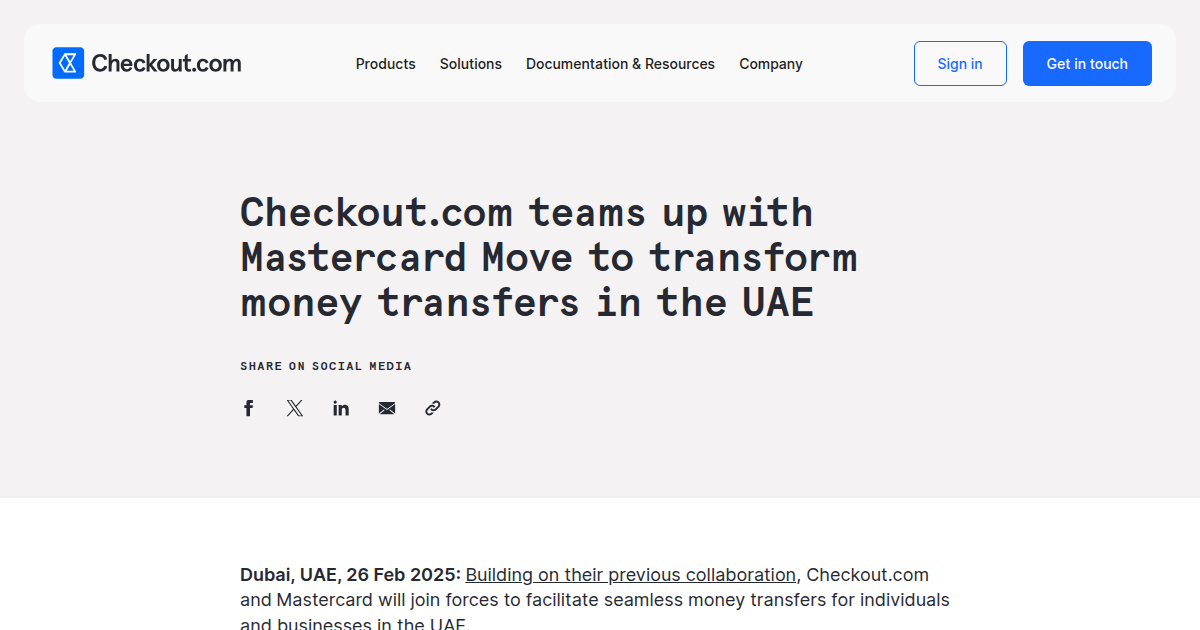 Checkout.com teams up with Mastercard Move to transform money transfers in the UAE