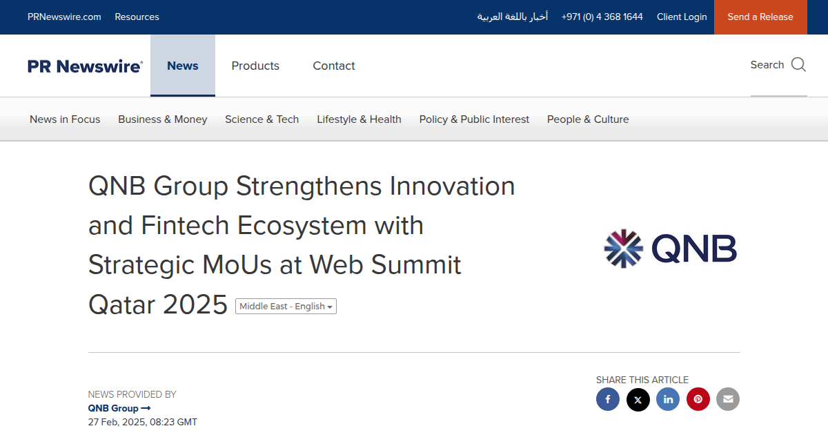 QNB Group Strengthens Fintech Innovation with Strategic MoUs at Web Summit Qatar 2025