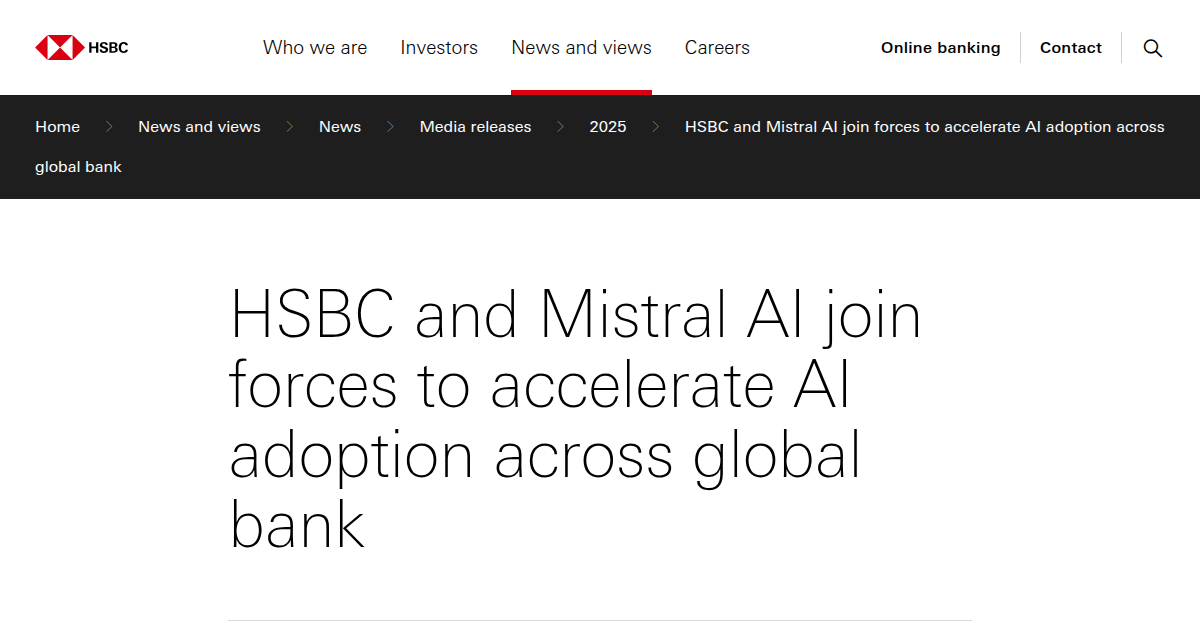 HSBC and Mistral AI Join Forces to Accelerate Generative AI Adoption