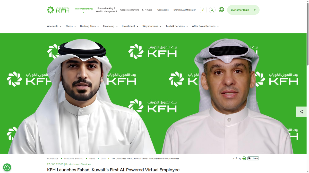 KFH Launches 'Fahad', Kuwait's First AI-Powered Virtual Employee
