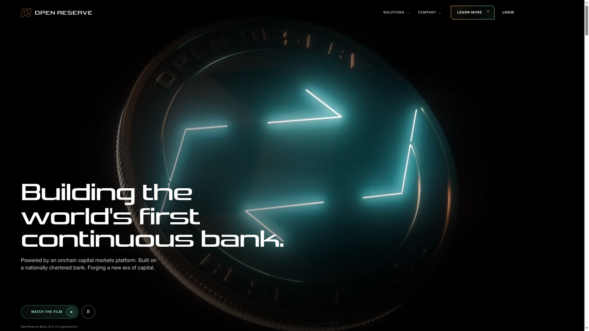 OpenReserve Emerges From Stealth With OCC Nod for an Onchain National Bank
