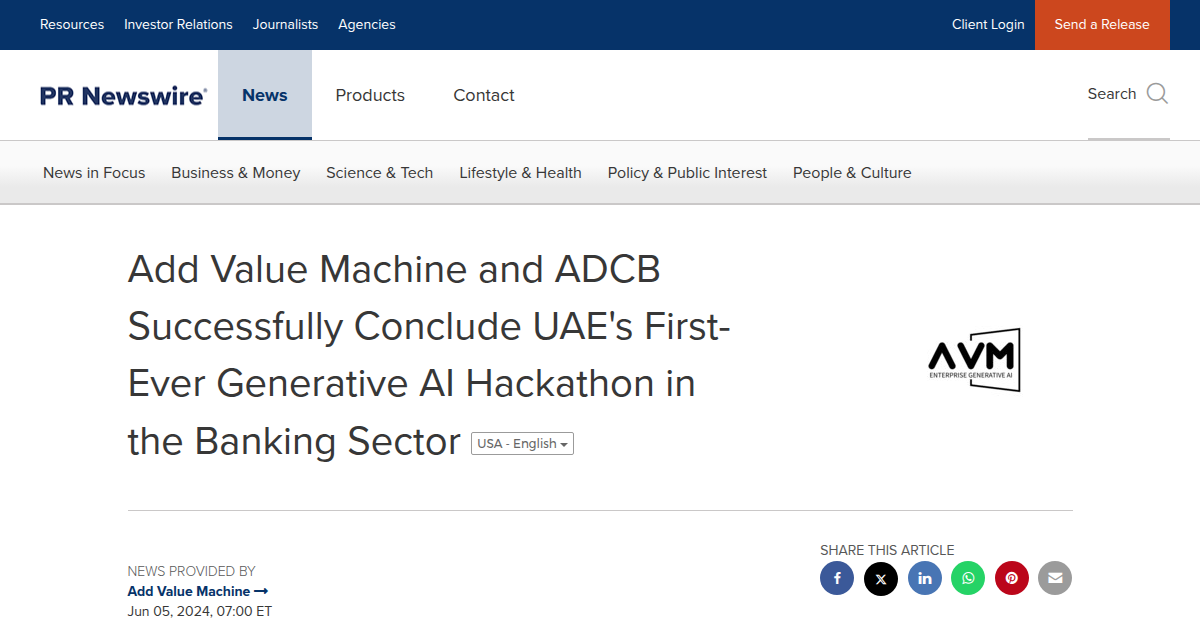 Add Value Machine and ADCB Successfully Conclude UAE's First-Ever Generative AI Hackathon