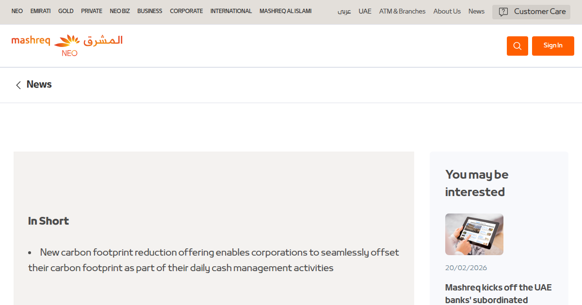 Mashreq Partners with UAE Fintech Fils to Launch Carbon Offsetting for Corporate Clients