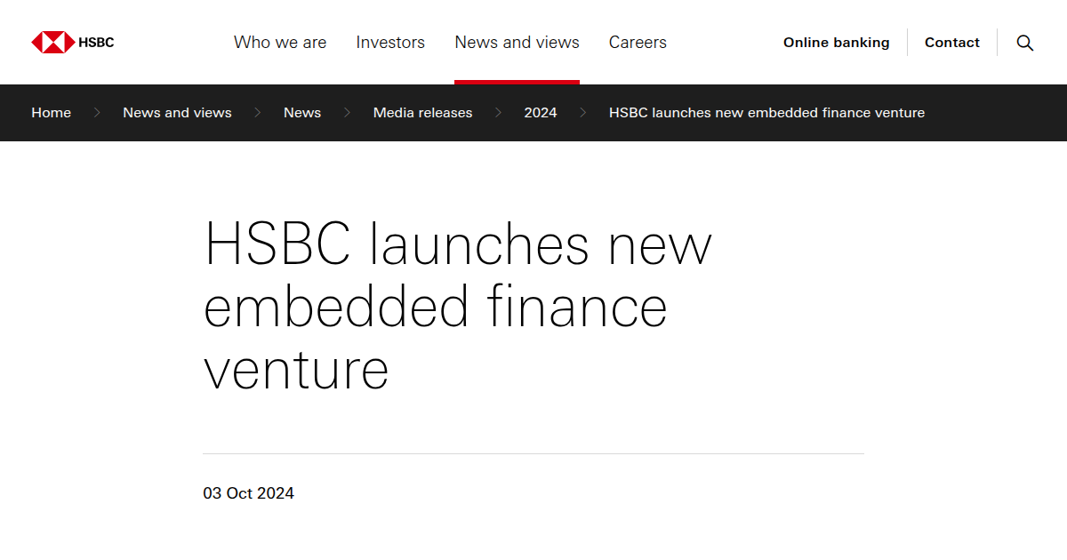 HSBC Launches New Embedded Finance Venture SemFi