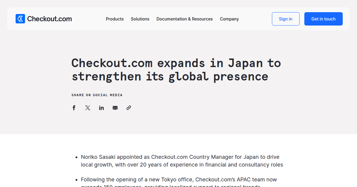 Checkout.com Expands to Japan with Direct Acquiring, Becoming First Global PSP with Local Capabilities