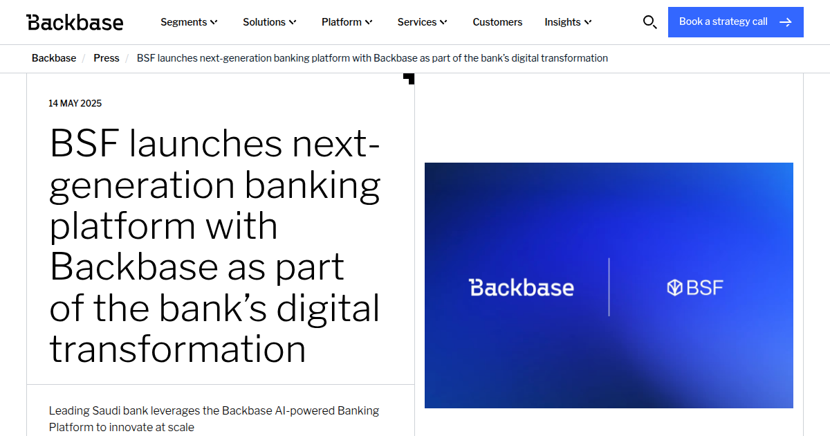 BSF Launches Next-Generation Digital Banking Platform with Backbase