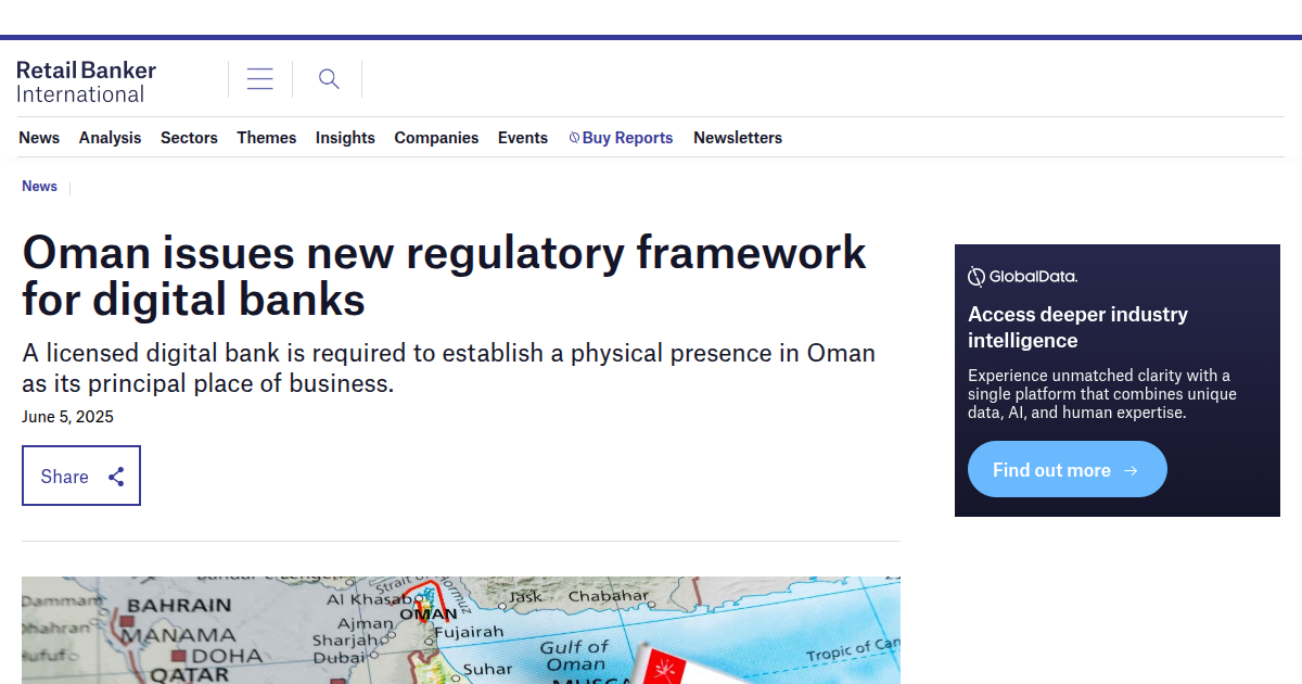 Oman Issues Comprehensive Regulatory Framework for Digital Banks, Effective June 2025