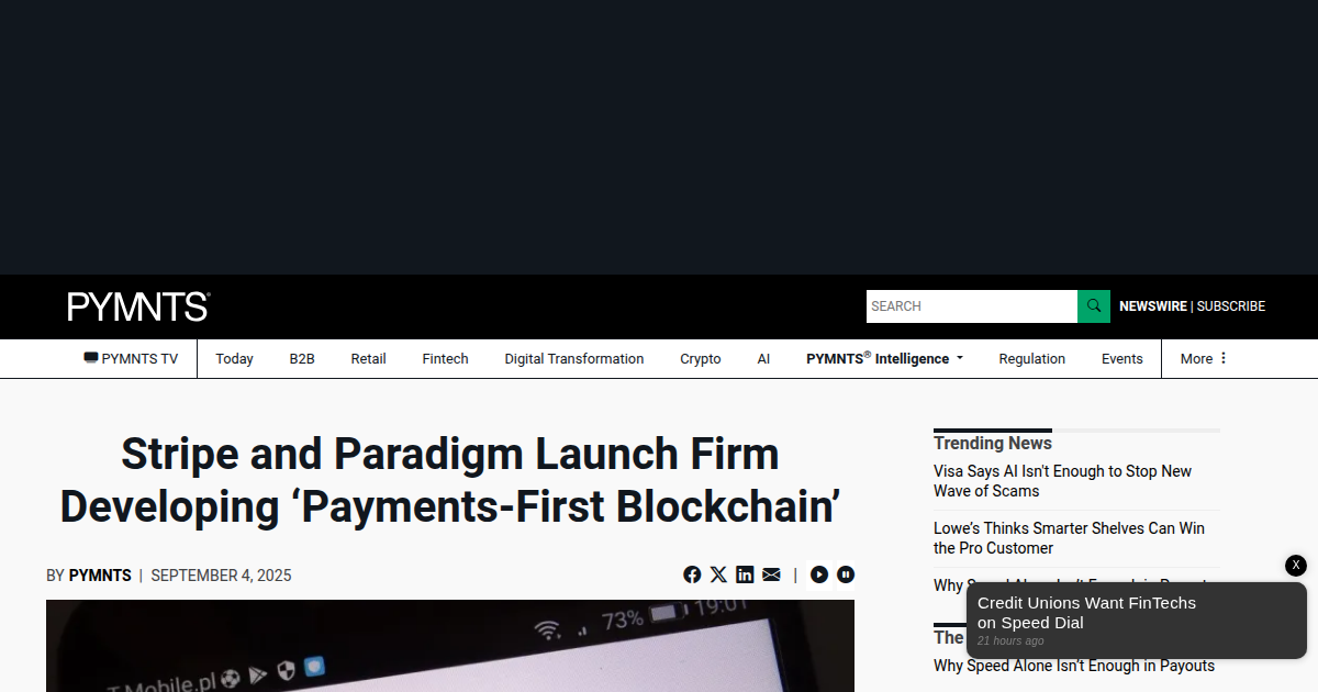 Stripe and Paradigm Launch Firm Developing 'Payments-First Blockchain'